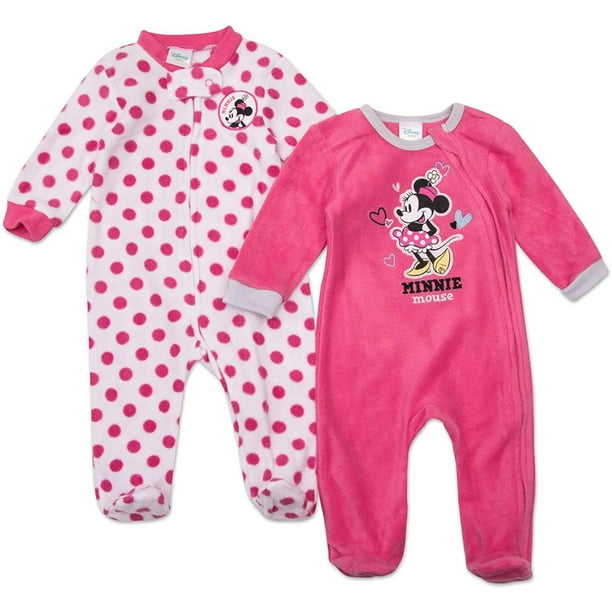 Disney Minnie Mouse Baby Girls 2 Pack Footie Pajamas Disney Minnie Mouse Baby Girls 2 Pack Footie Pajamas
